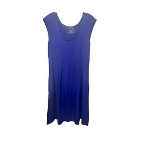 Cool Days Women’s Casual Knit Cap Sleeve Dress w. Pleats, Pockets - Purple M